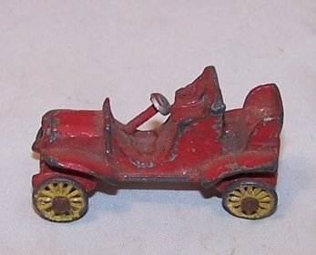 Image 2 of Red Die Cast Toy Metal Car with Yellow Spoke Metal Tires, Japan