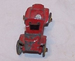 Image 3 of Red Die Cast Toy Metal Car with Yellow Spoke Metal Tires, Japan