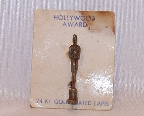 Image 1 of Hollywood Oscar Award Lapel Pin 24 Karat Gold Plated Pin