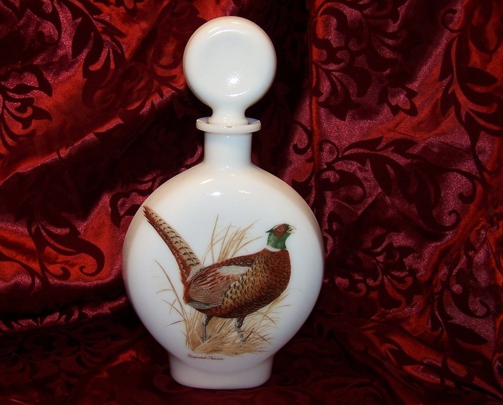 Image 0 of Ringnecked Pheasant Field Birds, Singer, Milk Glass Decanter