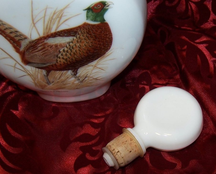 Image 1 of Ringnecked Pheasant Field Birds, Singer, Milk Glass Decanter