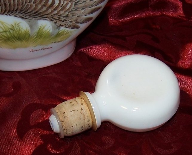 Image 1 of Prairie Chicken Field Birds, Singer, Milk Glass Decanter Bottle