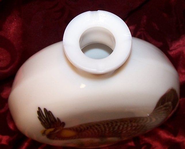 Image 2 of Prairie Chicken Field Birds, Singer, Milk Glass Decanter Bottle