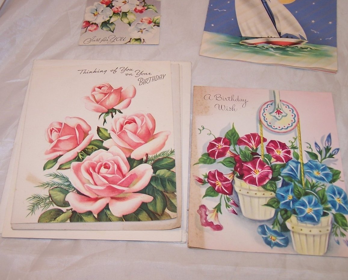 Image 1 of Variety of 9 Vintage Unused Cards, Birthday, Anniversary