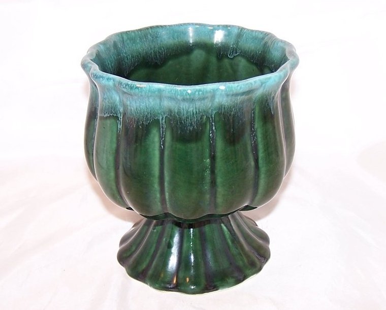 Hull Green Dripware Flower Vase, Planter