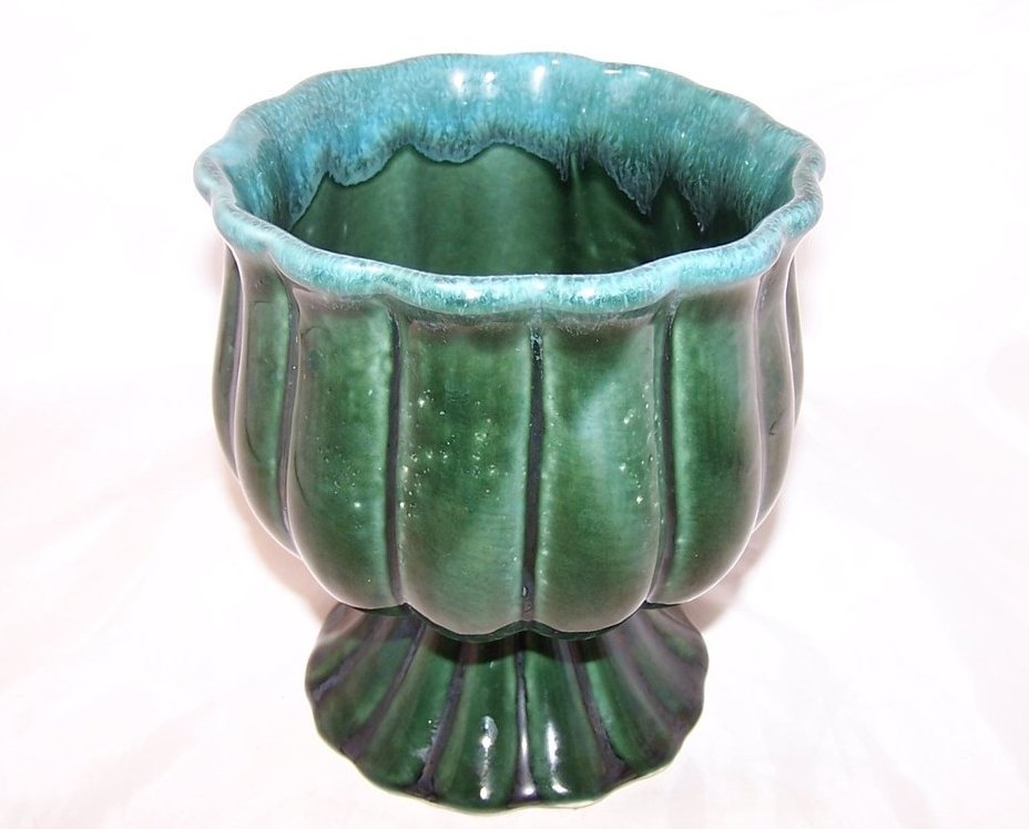 Image 2 of Hull Green Dripware Flower Vase, Planter