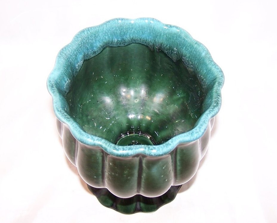 Image 3 of Hull Green Dripware Flower Vase, Planter