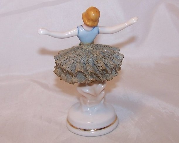 Image 2 of Ballerina in Blue, Porcelain Lace Figurine, Occupied Japan, Japanese