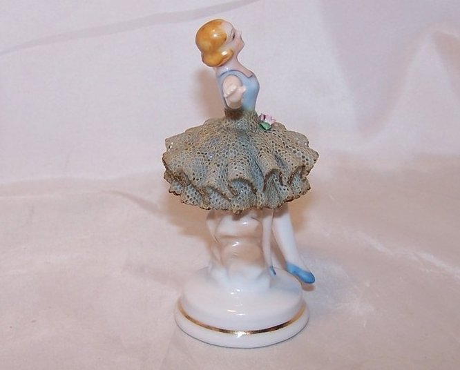 Image 3 of Ballerina in Blue, Porcelain Lace Figurine, Occupied Japan, Japanese