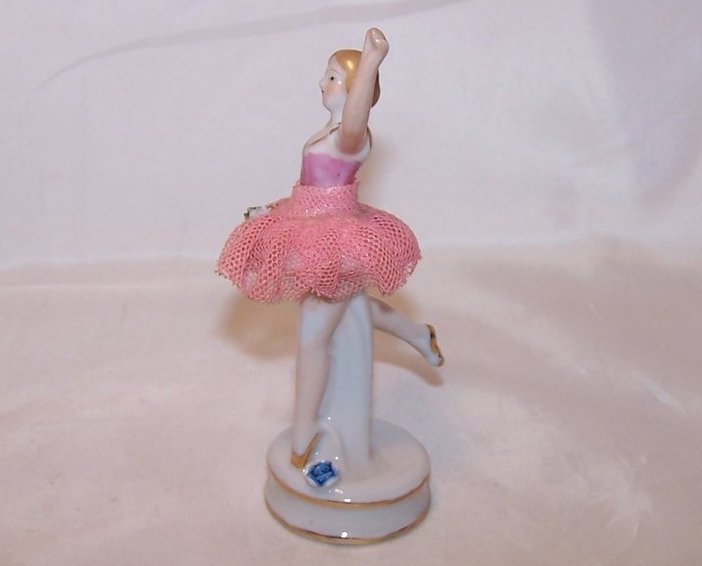 Image 1 of Ballerina in Pink, Porcelain Lace Figurine, Folded Skirt, Japan, Japanese