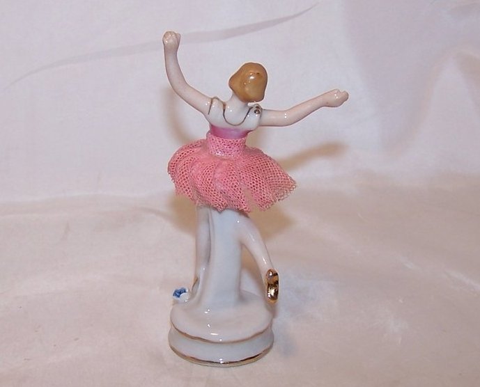 Image 2 of Ballerina in Pink, Porcelain Lace Figurine, Folded Skirt, Japan, Japanese