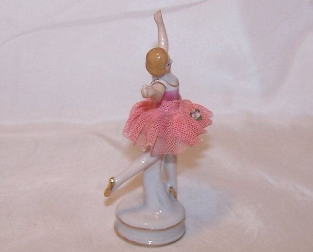 Image 3 of Ballerina in Pink, Porcelain Lace Figurine, Folded Skirt, Japan, Japanese