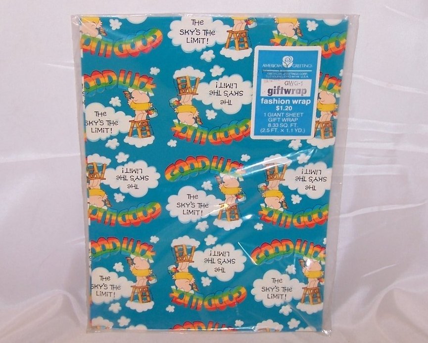 Good Luck, The Skys the Limit, Vintage Ziggy Gift Wrapping Paper, New in Package