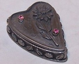 Lidded Heart Box w Matching Pink Earrings, Necklace, Pin Set, New