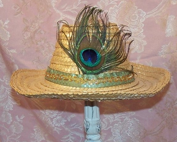 Childs Cowgirl Hat w Peacock Eye Feather