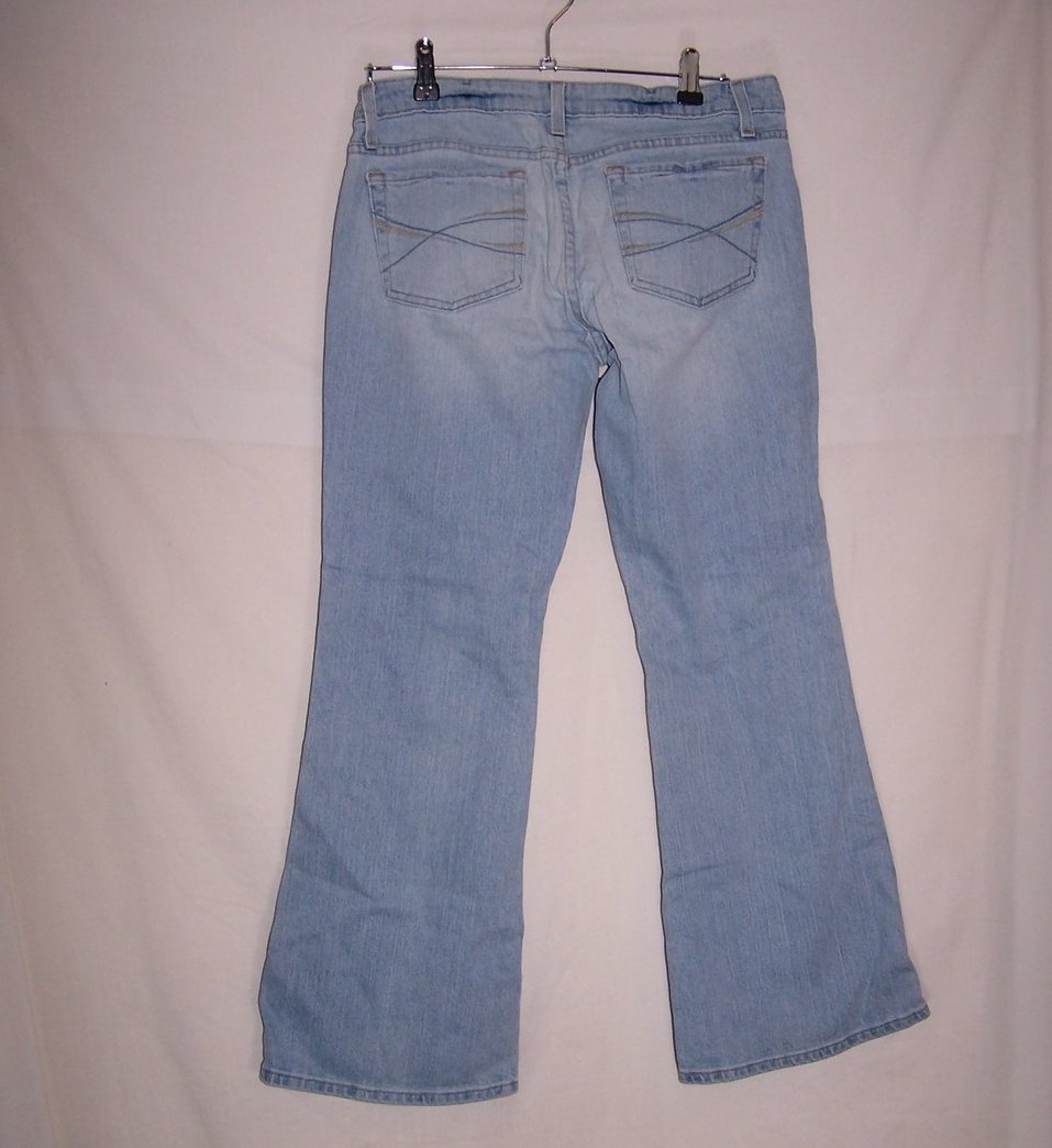 Image 3 of Aeropostale Stretch Flare Jeans, SZ 7, 8  Front Pocket Blue Butterfly