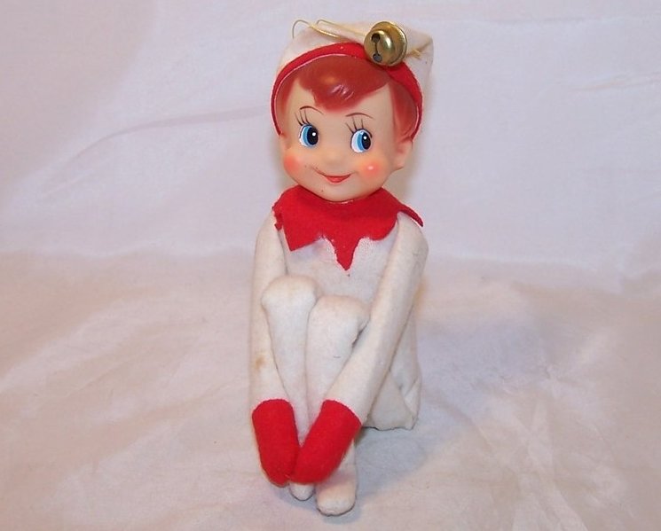 Image 0 of Elf for Your Shelf, White Jingle Elf, Pixie Doll w Red Trim, Japan Japanese