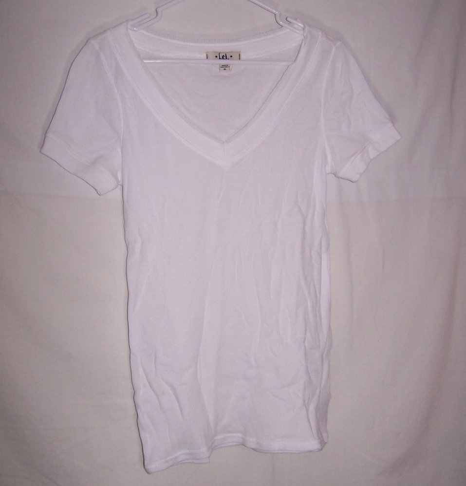 Image 0 of Lei Ribbed, Short Sleeve White Shirt, Jrs Size XL