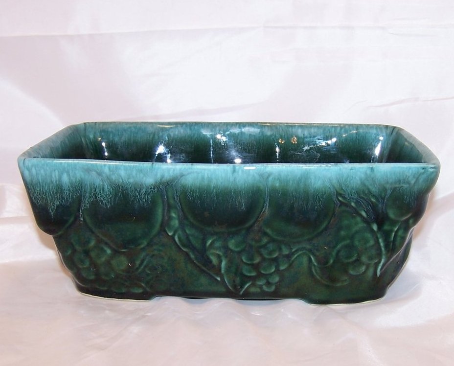 Hull Green Dripware Rectangular Planter