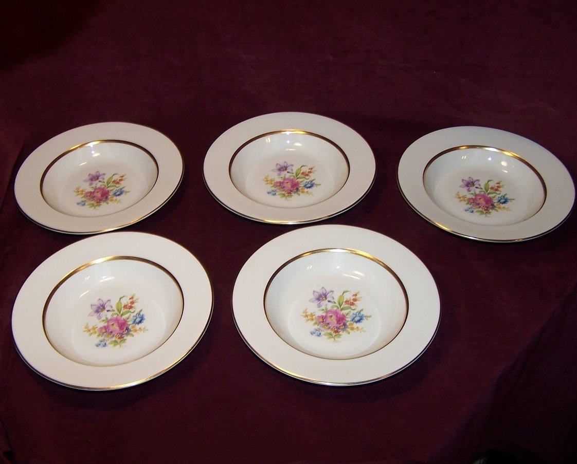 Image 2 of Jackson China Soup Bowl, Gold Rim, Floral Center 