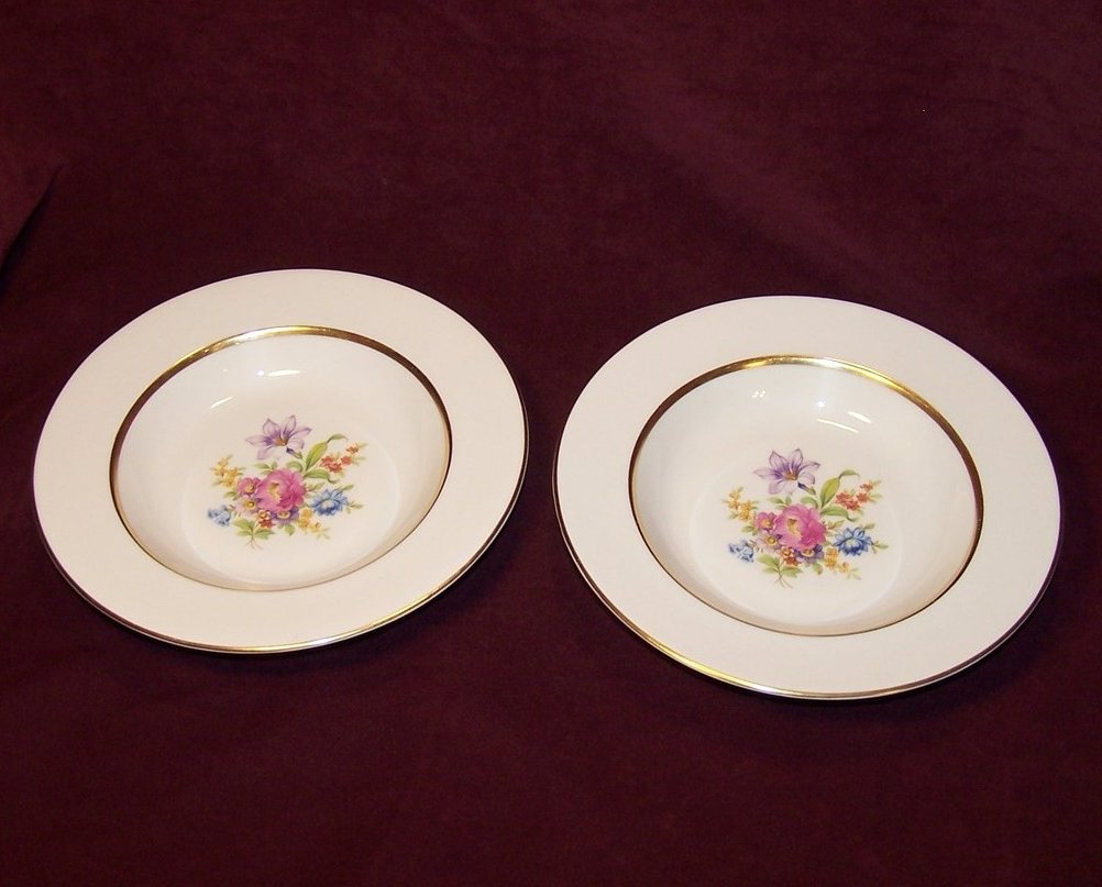 Image 3 of Jackson China Soup Bowl, Gold Rim, Floral Center 