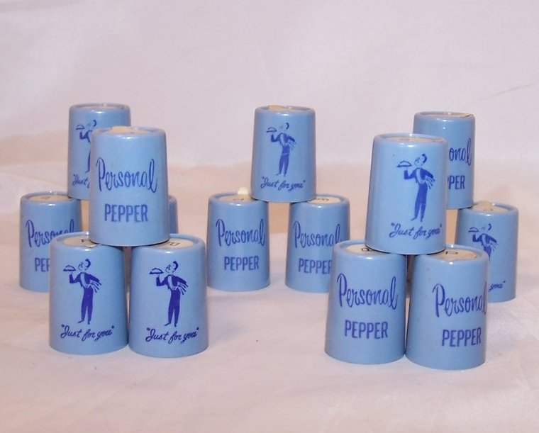 One Inch Tall Individual Pepper Shakers, Sealed, 1950