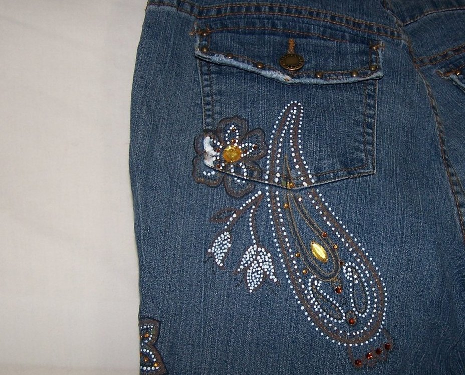 Image 5 of Decorated Jeans, Jrs Sz 8P, Distressed