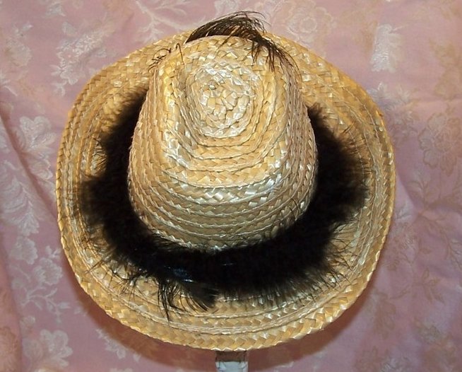 Image 1 of Cowgirl Hat w Feather Band, Peacock Eye Feather, Child Size New