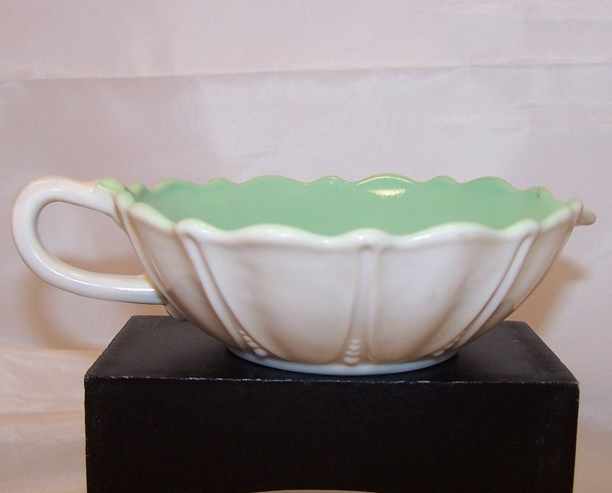 Ivory Flower Shaped Creamer w Green Interior