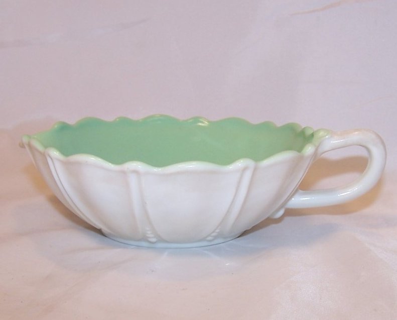 Image 1 of Ivory Flower Shaped Creamer w Green Interior