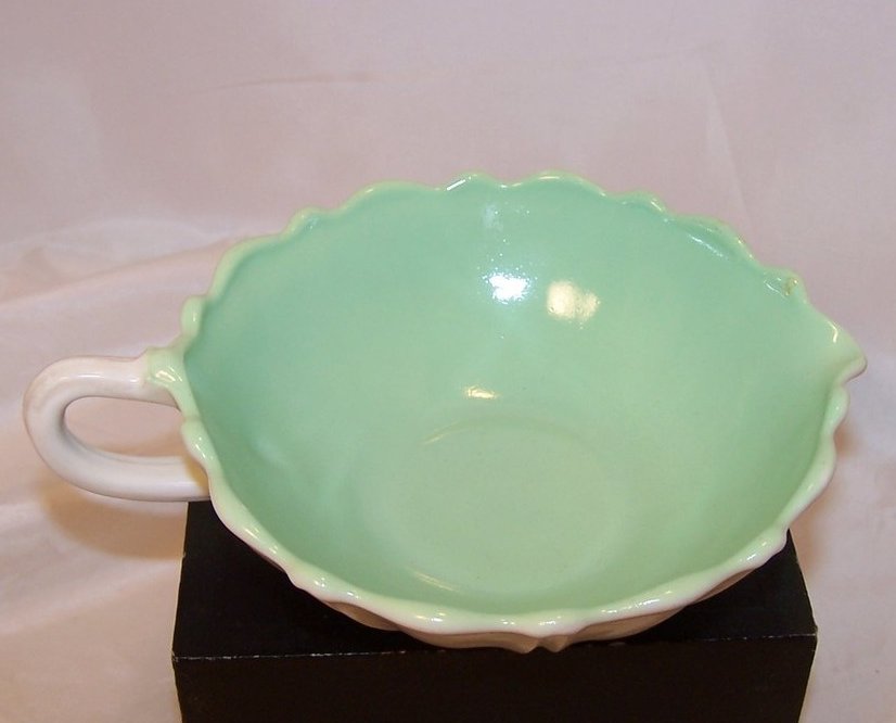 Image 2 of Ivory Flower Shaped Creamer w Green Interior