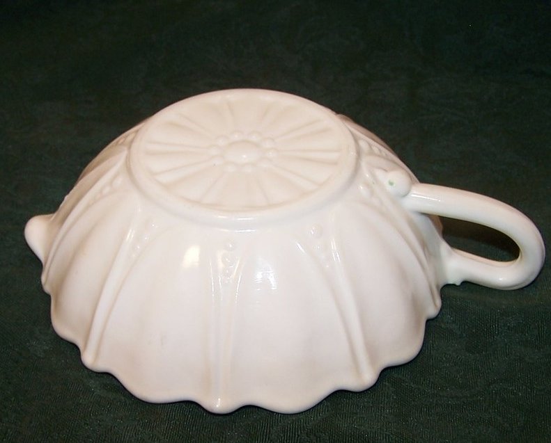 Image 3 of Ivory Flower Shaped Creamer w Green Interior