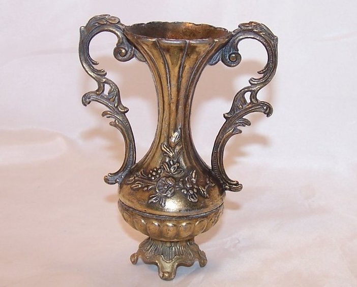 Image 0 of Loving Cup Vase, Ornate w Floral Design, Vintage, Italy