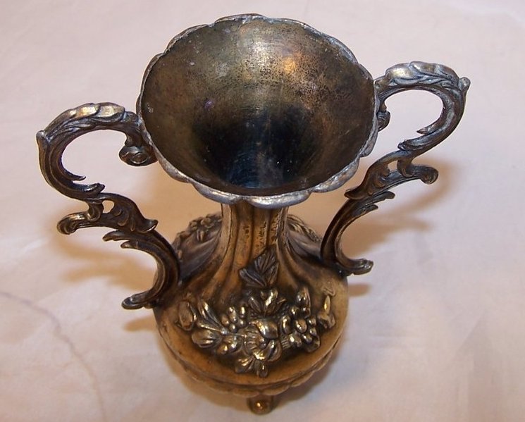 Image 1 of Loving Cup Vase, Ornate w Floral Design, Vintage, Italy