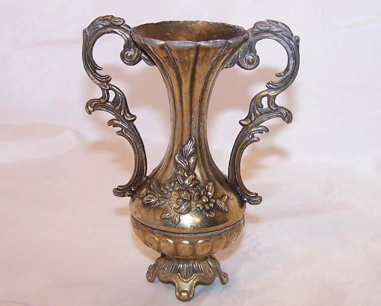 Image 2 of Loving Cup Vase, Ornate w Floral Design, Vintage, Italy