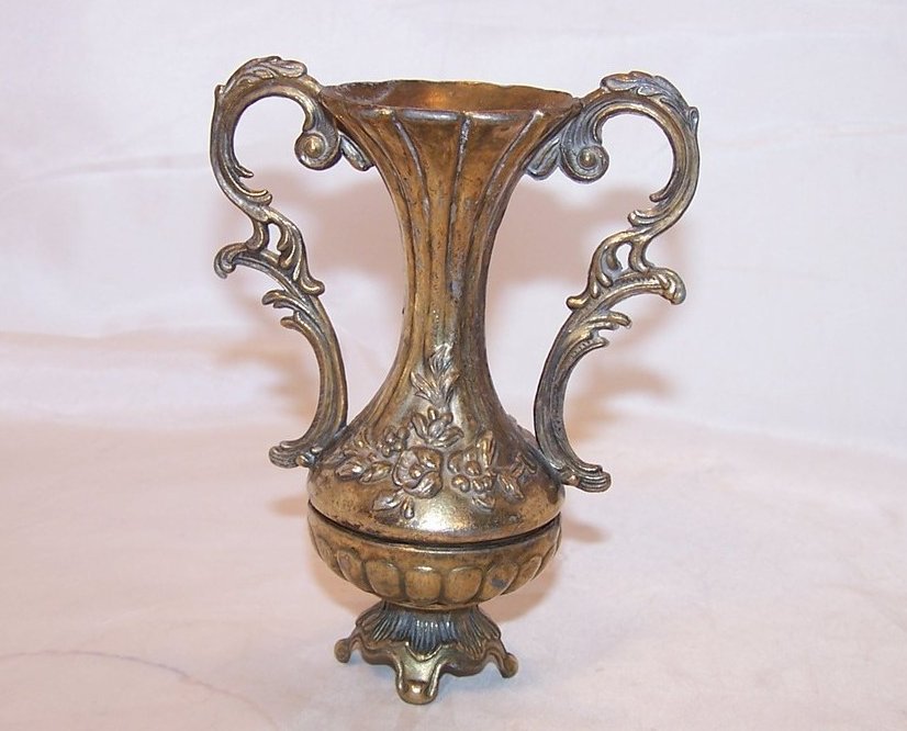 Loving Cup Vintage Italian Ornate Vase w Floral Design, Italy, Residue