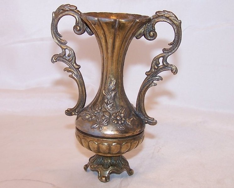 Image 1 of Loving Cup Vintage Italian Ornate Vase w Floral Design, Italy, Residue