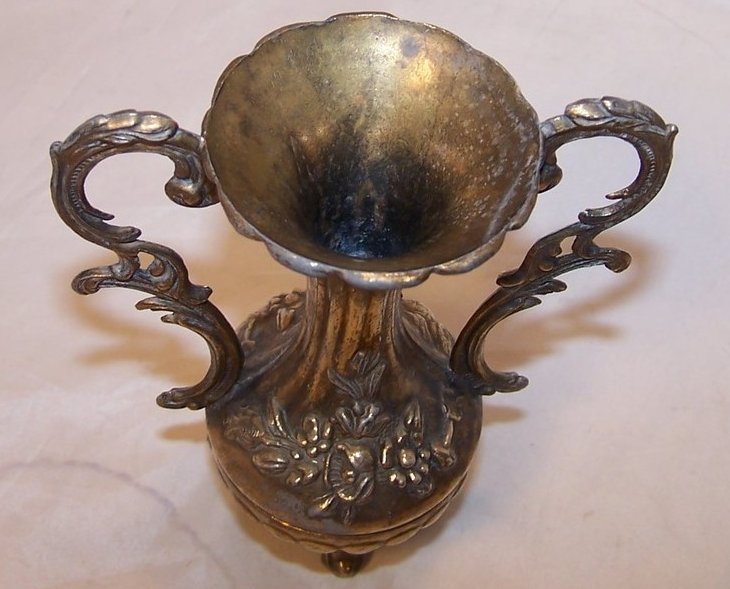 Image 2 of Loving Cup Vintage Italian Ornate Vase w Floral Design, Italy, Residue