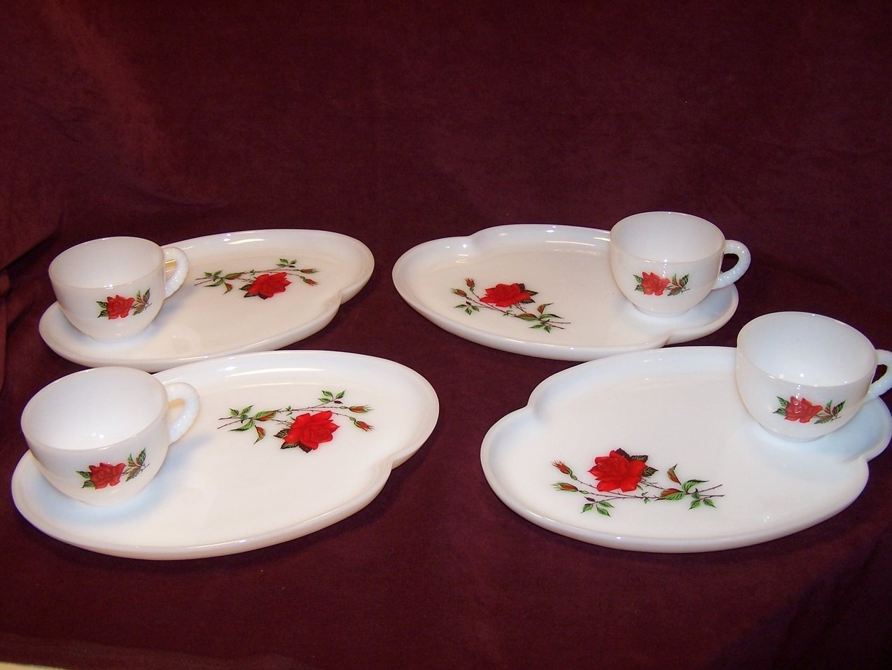 Milk glass on sale luncheon set
