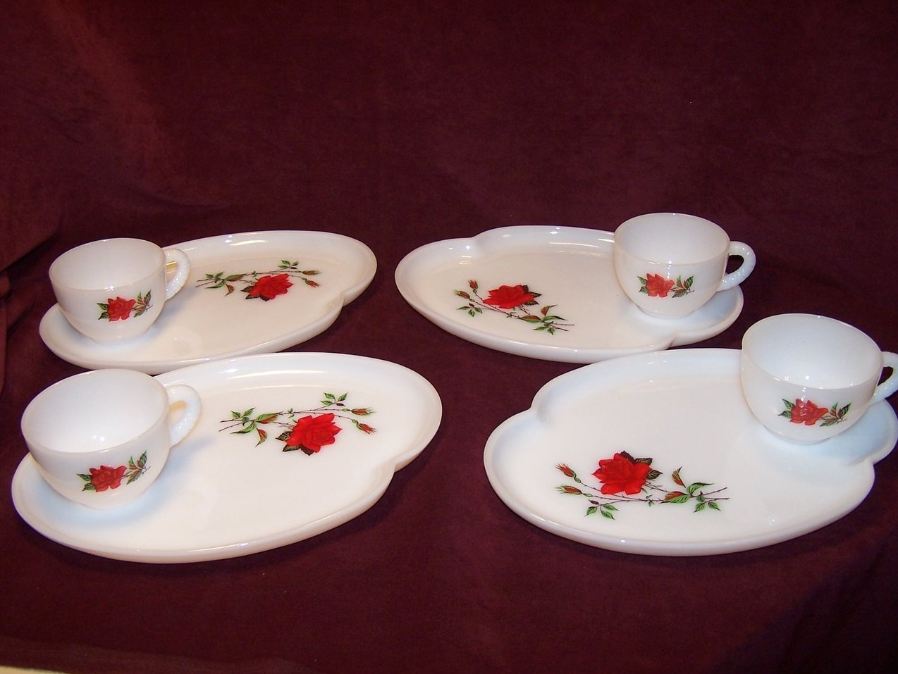 Snack Plate, Teacup,  Rosecrest Milk Glass, Federal Glass