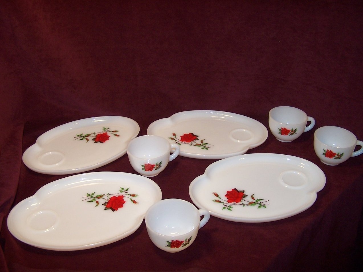 Image 3 of Snack Plate, Teacup,  Rosecrest Milk Glass, Federal Glass