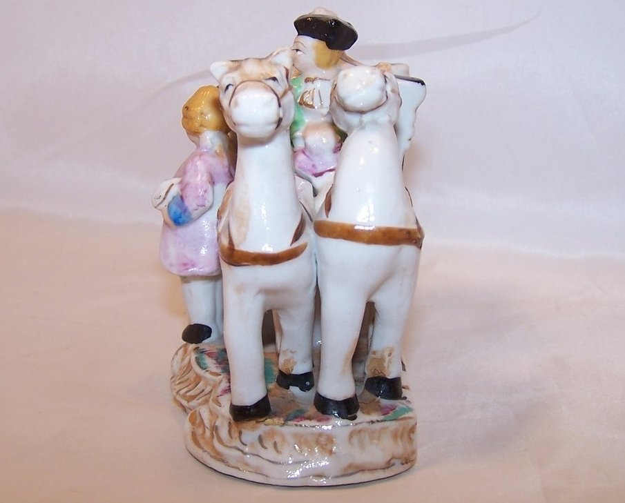 Image 1 of Gilded Colonial Carriage w Horses, People Figurine, Japan Japanese