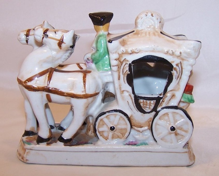 Image 2 of Gilded Colonial Carriage w Horses, People Figurine, Japan Japanese