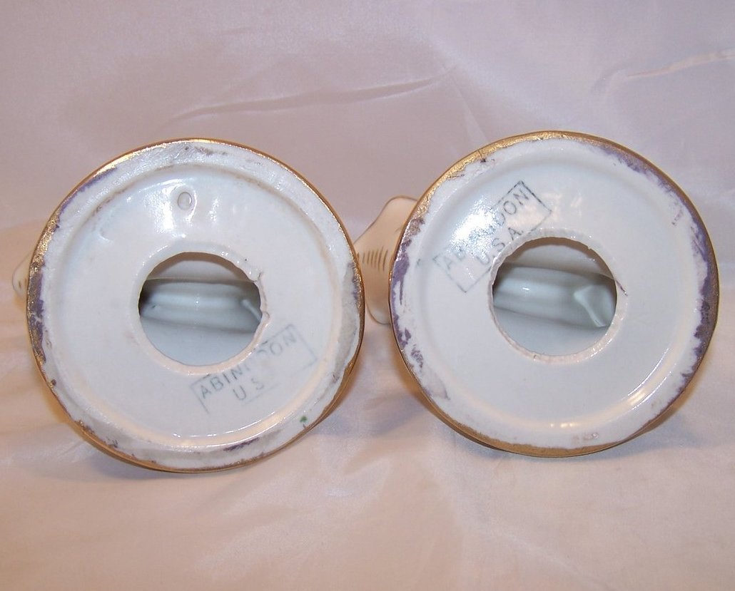 Image 5 of Abingdon Double Holder Gilded Candlesticks, Porcelain, U.S.A.