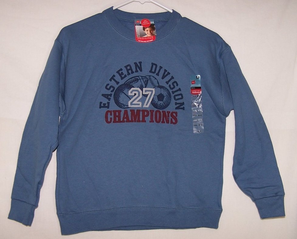 New Boys Sz 8,10 Long Sleeved Shirt, Eastern Division Champions, Hanes