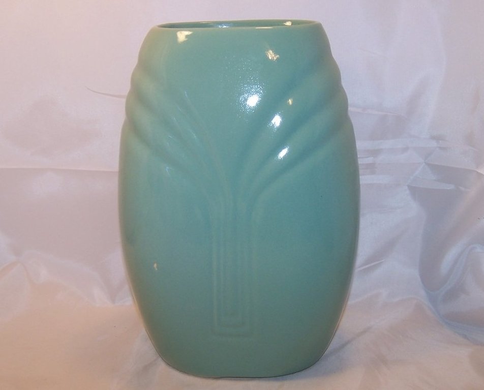 Image 1 of Roseville Large Green Art Deco Vase