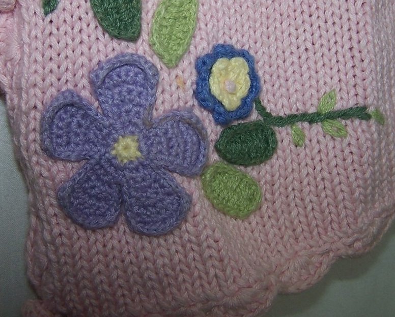 Image 3 of Sz 5, 6, Long Sleeved Knit Sweater, Button Front, Pink w Flowers