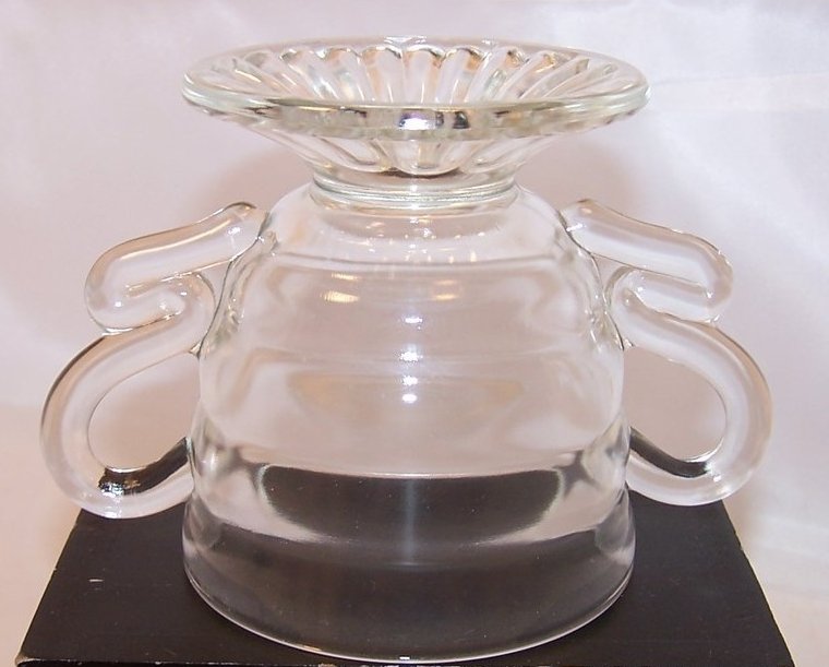 Image 1 of Pressed Glass Sugar Bowl w Double Loop Handles, Vintage