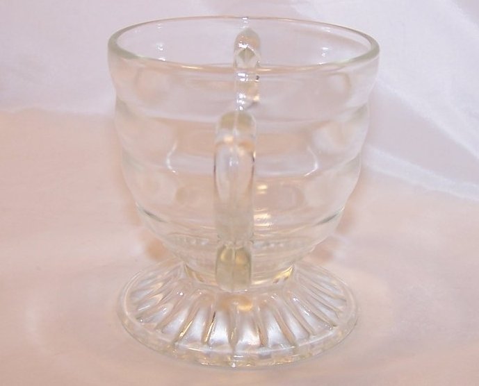Image 3 of Pressed Glass Sugar Bowl w Double Loop Handles, Vintage