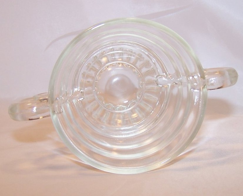 Image 4 of Pressed Glass Sugar Bowl w Double Loop Handles, Vintage
